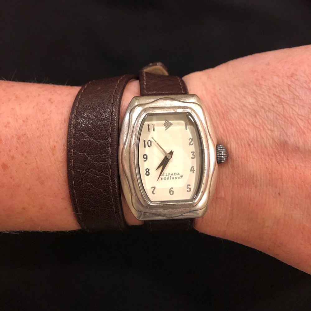 Silpada brown leather wrap watch